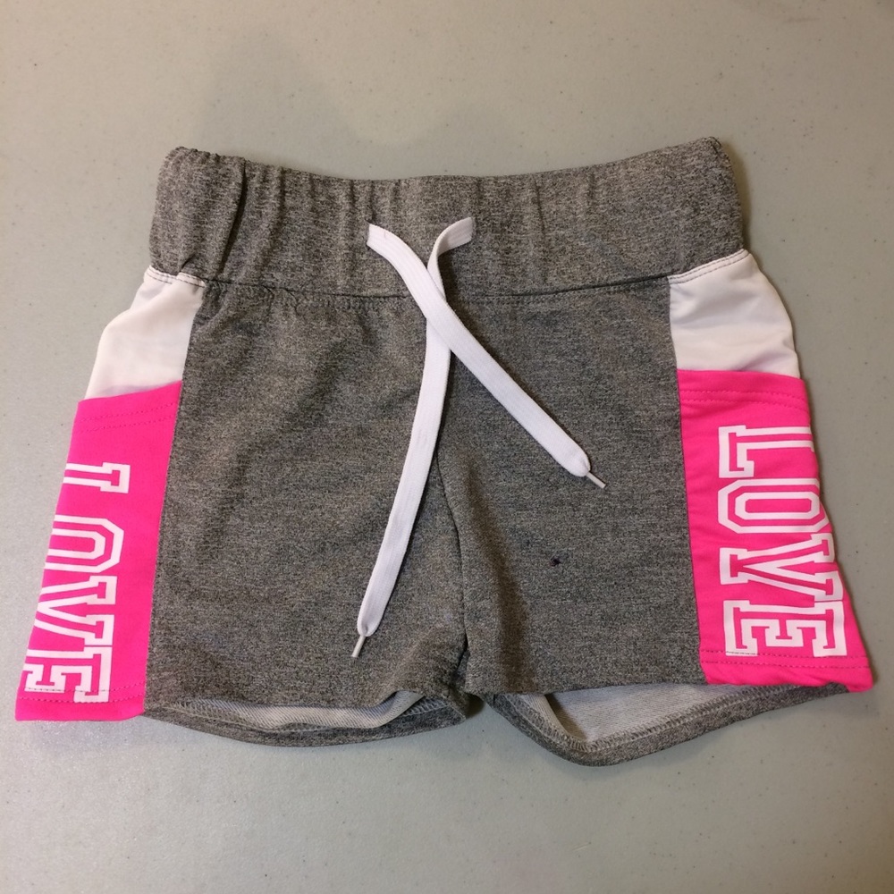 Gray and pink love sporty workout athletic shorts